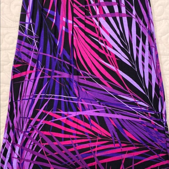 Denver Hayes Maxi Dress Purple Black Pattern Size Large - Picture 6 of 6